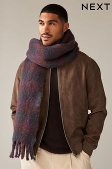 海軍藍/紫色 - Cosy Felted Check Scarf (945878) | NT$840