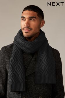 Black Cable Knitted Scarf (945939) | $34