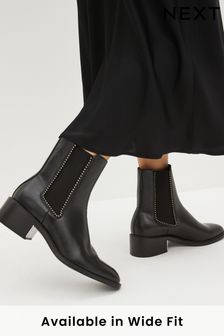Black Regular/Wide Fit Forever Comfort® Chelsea Studded Ankle Boots (946009) | 118 SAR