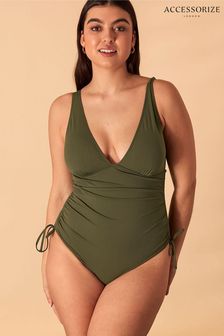 Zielony modelujący strój kąpielowy Accessorize z marszczeniem po bokach (946620) | 120 zł