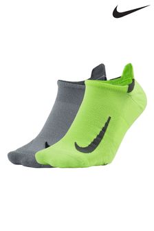Nike Yellow/Grey Multiplier No Show Running Socks 2 Pack (946650) | €14