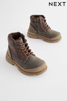 Khaki Green Colourblock Bump Toe Lace Detail Boots (946750) | 96 zł - 111 zł