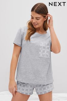 Grey Geo Cotton Short Sleeve Pyjamas (947103) | HK$119