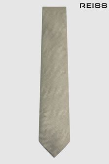Nežno žajbljevo zelena - Reiss svilena kravata s teksturo Blend Ceremony (947114) | €55