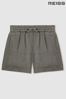 Reiss Khaki Acen Teen Linen Drawstring Shorts (947186) | AED259