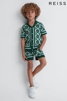 Reiss Green Multi Jack Teen Knitted Elasticated Waistband Shorts (947262) | 323 QAR