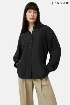أسود - Jigsaw Silk Habotai Relaxed Shirt (947356) | 988 ر.س