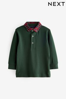 Green Long Sleeve Tartan Collar Polo Shirt (3mths-7yrs) (947471) | TRY 259 - TRY 316