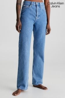 Calvin Klein Blue High Rise Straight Leg Jeans (947722) | $148