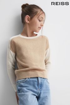 Reiss Camel Audrey Junior Colourblock Crew Neck Jumper (947752) | €49