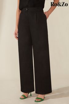 Ro&Zo Linen Button Front Black Trousers (947795) | €52