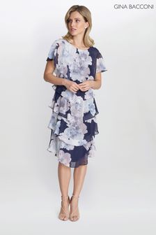 Gina Bacconi Blue Hara Printed Tiered Dress (947852) | €154