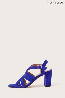 Monsoon Blue Suede Block Heel Sandals (948600) | €50