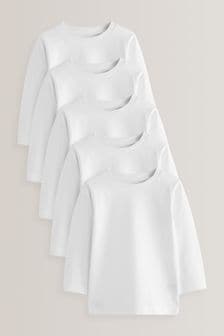 White 5 Pack Long Sleeve T-Shirts (3mths-7yrs) (948942) | ₪ 78 - ₪ 93