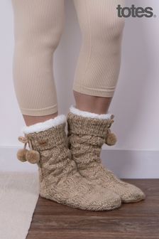 Totes Ladies Chunky Knit Slipper Socks