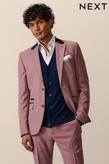 Pink Skinny Fit Check Suit Jacket (949086) | AED350