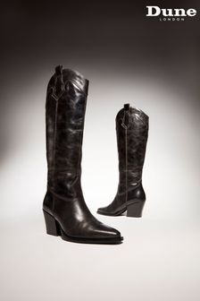 Dune London Black Tennessee High Leg Western Boots (949127) | SGD 435