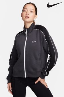 Gri închis - Jachetă din fleece cu fermoar și mânecă Nike Dungă (949168) | 388 LEI