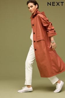 Terracotta Brown Rubber Trench Coat (949197) | $97