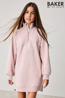 Baker by Ted Baker Pink 100% Cotton Zip Neck Sweat Dress (949320) | $58 - $67