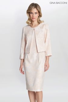 Gina Bacconi Pink Lily Jacquard Shift Dress And Bolero (949328) | $626