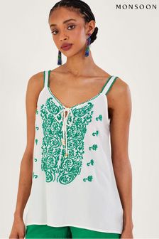 Monsoon Green Embroidered Cami Top (949334) | AED320