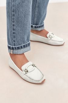 White Forever Comfort® Leather Hardware Driver Shoes (949359) | 50 €