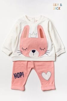 Lily & Jack Pink Bunny Print Cotton 2-Piece Top and Trouser Set (949793) | ₪ 93