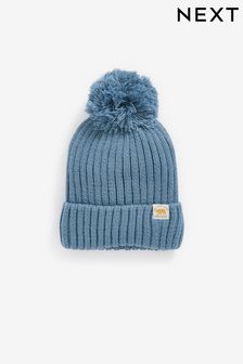 Blue Knitted Rib Pom Hat (3mths-10yrs) (949938) | SGD 11 - SGD 15
