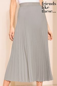 Friends Like These Silver Petite Pleated Summer Midi Skirt (949983) | CA$103