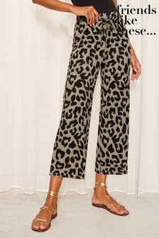 Khaki Green - Friends Like These Belted Jersey Wide Leg Culotte Trousers (950239) | kr480