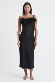 Sleeper Feather Midi Slip Dress (950915) | $583