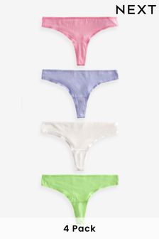 Pink/Lilac/Green/White Thong Cotton Rich Knickers 4 Pack (951209) | 50 zł