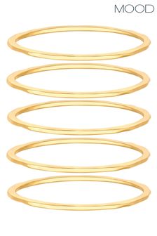 Mood Gold Tone Polished Sculpted Bangle Bracelets - Pack of 5 (951311) | AED100