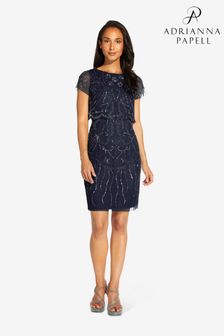 Adrianna Papell Blue Beaded Cocktail Dress (951473) | 152 €