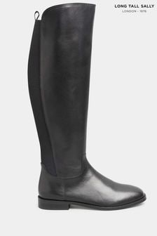 Long Tall Sally Black Leather Knee High Boots (951502) | ₪ 578