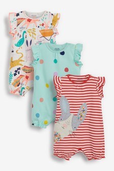 Lot de 3 barboteuses avec manches à volants (0 mois - 3 ans)