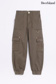 River Island Khaki Green Girls Cargo Trousers (951930) | KRW40,600