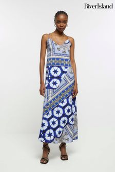 River Island Blue Mix Print Slip Maxi Dress (952008) | €24