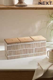 Strukturierter Holzbehälter für Tee, Kaffee und Zucker (952047) | 45 €