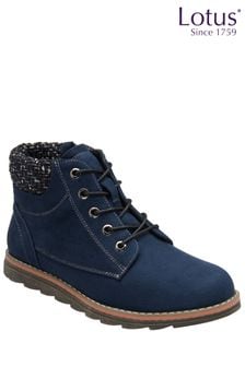 Lotus Navy Blue Lace-Up Ankle Boots (952467) | AED360