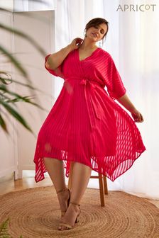 Apricot Pink Stripe Tie Waist Hankyhem Dress (952616) | €24