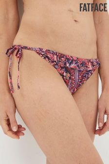 FatFace Purple Fiona Frill Paisley Tie Side Bikini Bottoms (952748) | $43