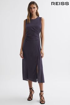 Reiss Grape Lexi Bodycon Ruched Midi Dress (952992) | AED1,426