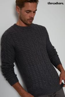 אפור - סוודר עם סריגת צמות וצווארון עגול של Threadbare (953579) | ‏141 ‏₪