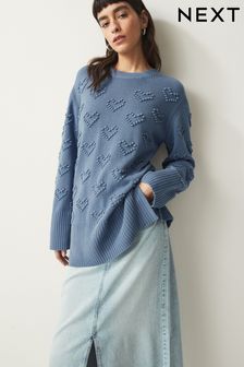 Blau - Pullover mit Bommelherzen (953602) | 52 €