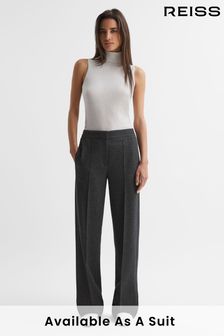 Reiss Grey Melange Iria Wool Blend Wide Leg Suit Trousers (953688) | €95