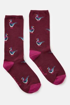 Joules Excellent Everyday Purple Pheasant Ankle Socks (953713) | AED44