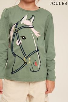 Joules Ava Green Embroidered Horse Top (953977) | 31 € - 35 €