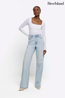 River Island Blue Relaxed Straight Jeans (954024) | 282 SAR